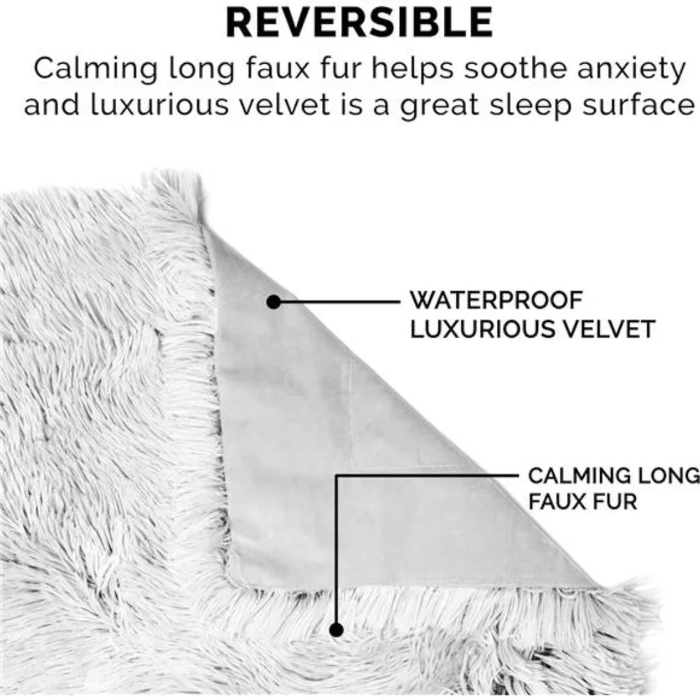 Waterproof Throw Blanket for Dogs & Indoor Cats, Washable - Shaggy Plush Calming